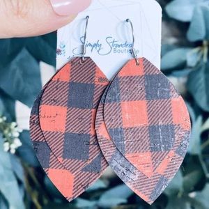 Buffalo Plaid Leather Earrings